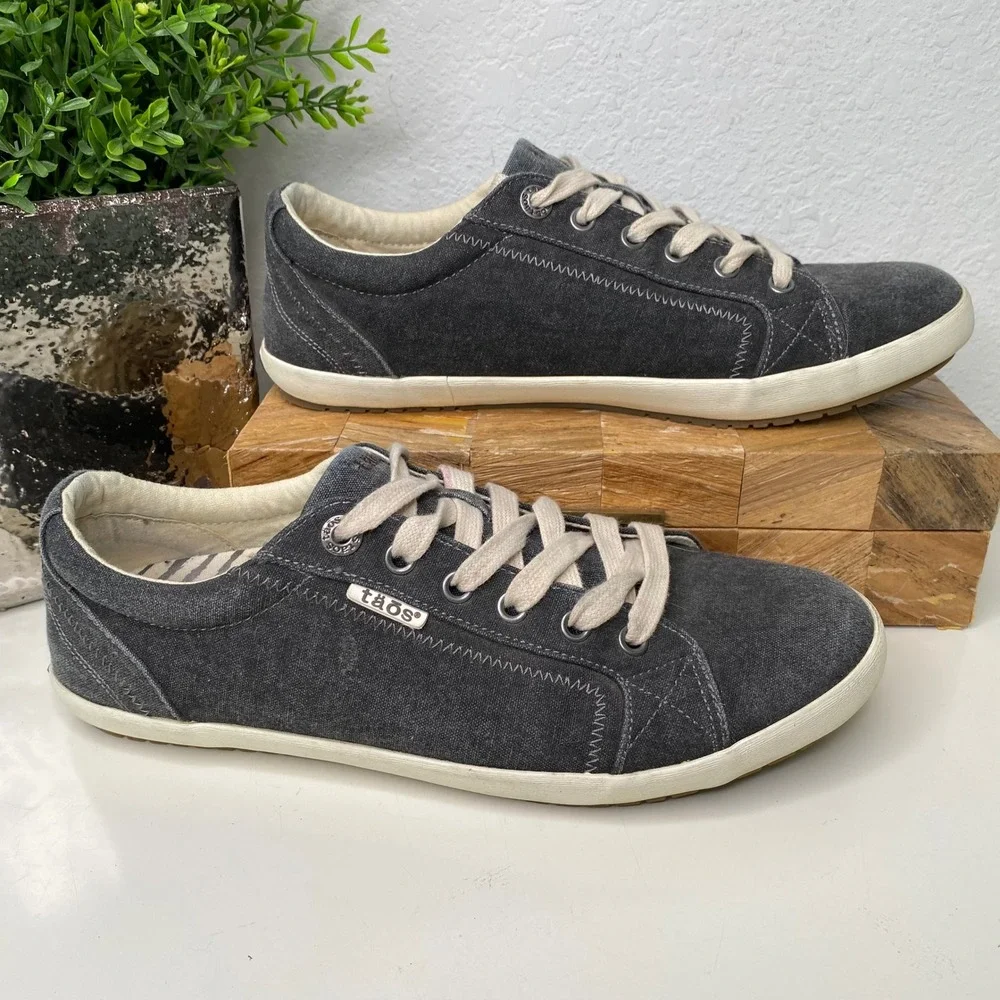 TAOS Star Canvas Lace Up Low Top Sneakers Shoes Charcoal Gray Size 10.5 - Picture 2 of 10